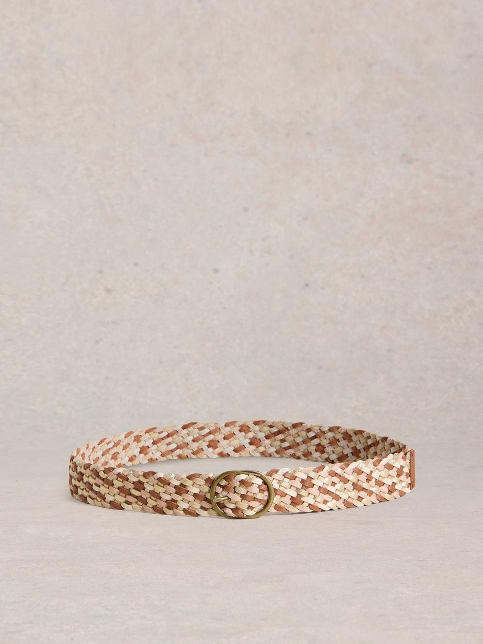 Weave Belt Leather in MID TAN - FLAT BACK