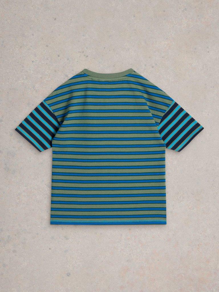 SS Bear Pocket Stripe Tee in BLUE MLT - FLAT BACK