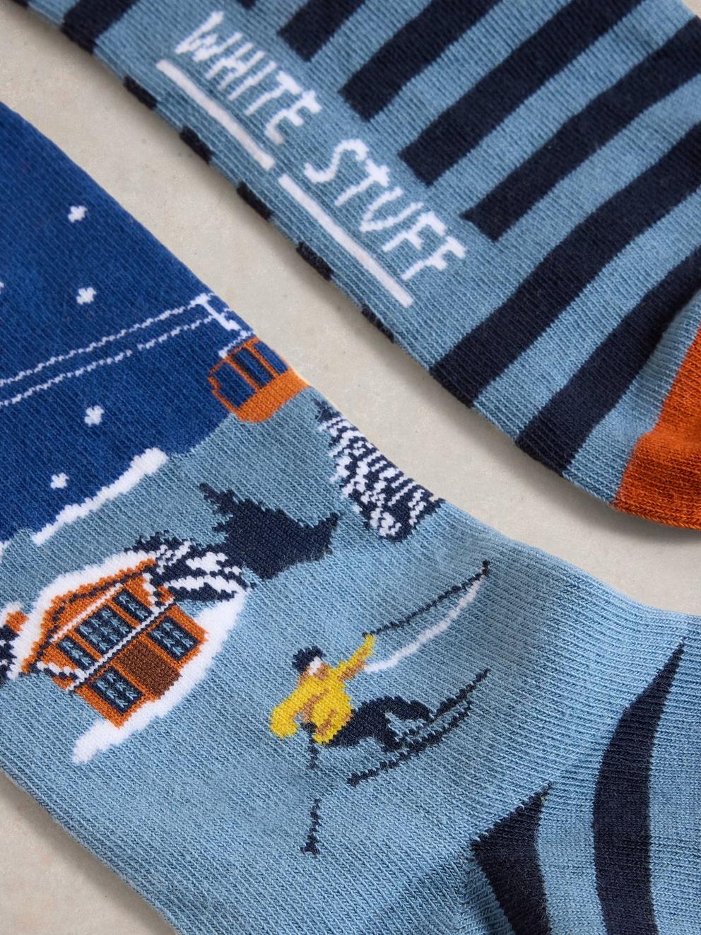 Apres Ski Ankle Sock in BLUE MLT - FLAT DETAIL