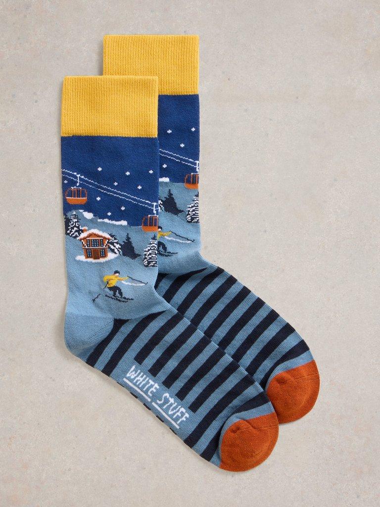 Apres Ski Ankle Sock in BLUE MLT - FLAT FRONT
