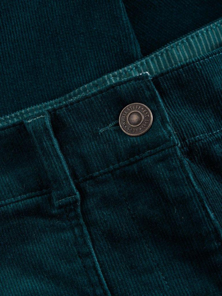 Twister Full Length Cord Trouser in DK GREEN - FLAT DETAIL