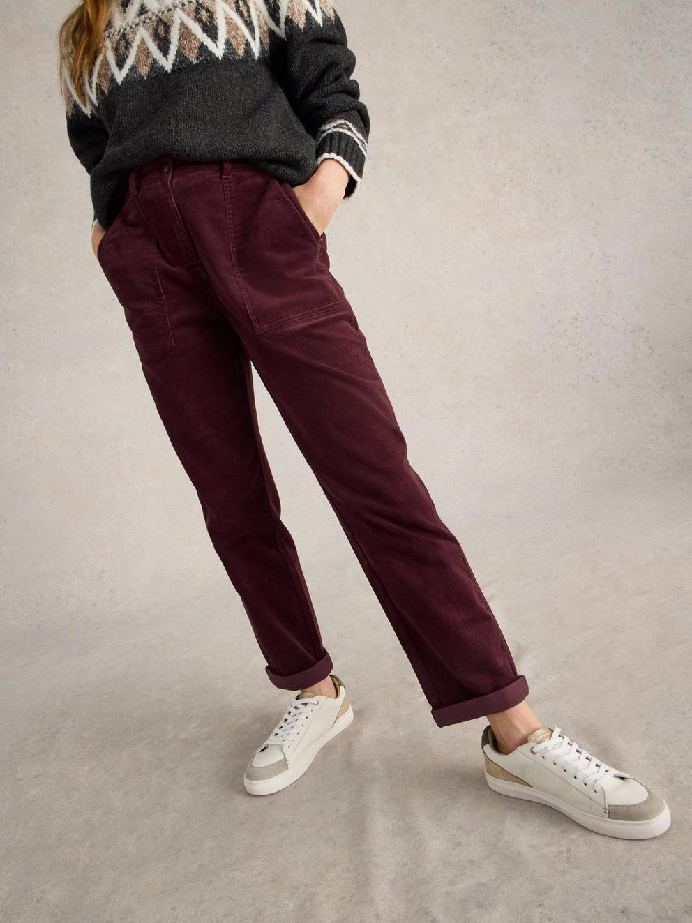 Twister Full Length Cord Trouser in MID PLUM - LIFESTYLE