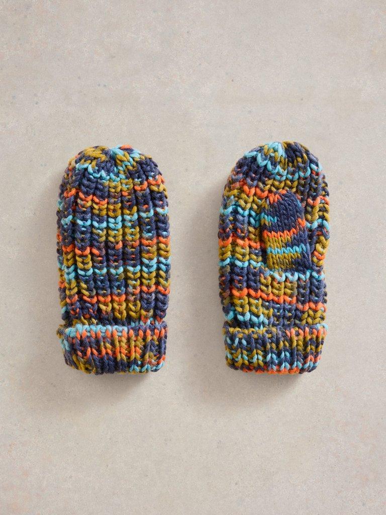 Kids Spacedye Mittens in BLUE MLT - FLAT FRONT