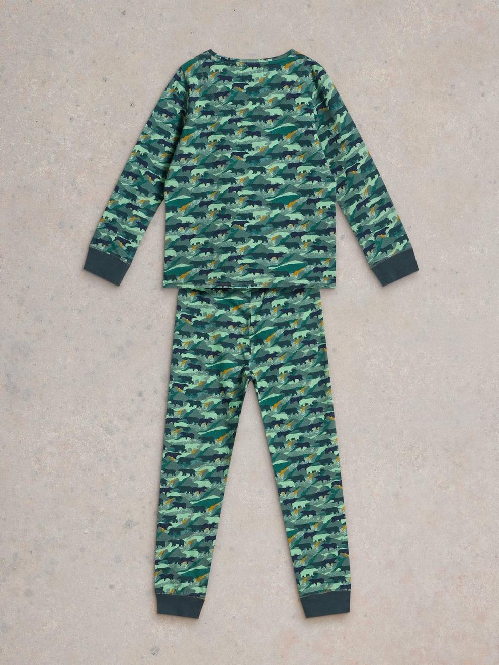 Camo Bear PJ Set in GREEN PR - FLAT BACK