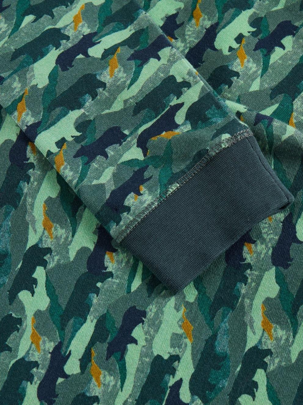 Camo Bear PJ Set in GREEN PR - FLAT DETAIL