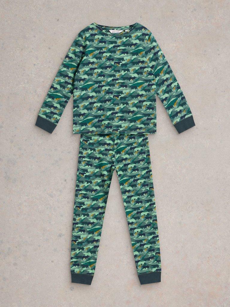 Camo Bear PJ Set in GREEN PR - FLAT FRONT