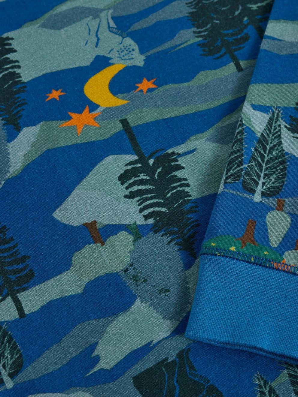 Wolf Moon PJ Set in BLUE PR - FLAT DETAIL