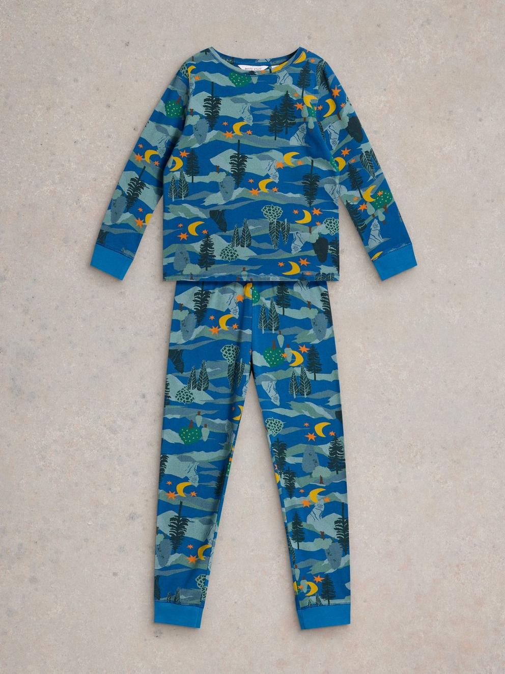 Wolf Moon PJ Set in BLUE PR - FLAT FRONT