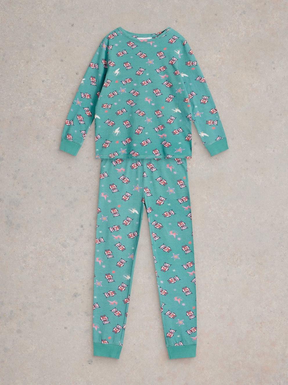 Girls Robots PJ Set in BLUE PR - FLAT FRONT