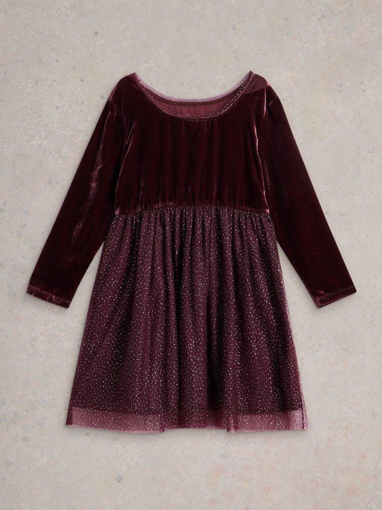 Girls Arabella Dress in DK PLUM - FLAT BACK