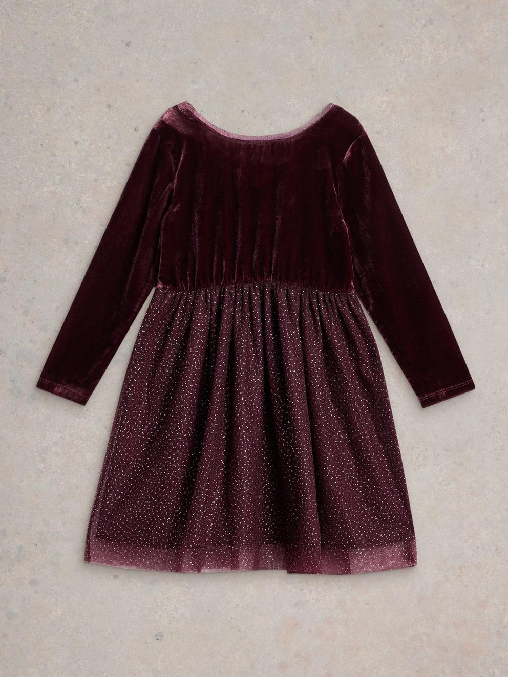 Girls Arabella Dress in DK PLUM - FLAT FRONT
