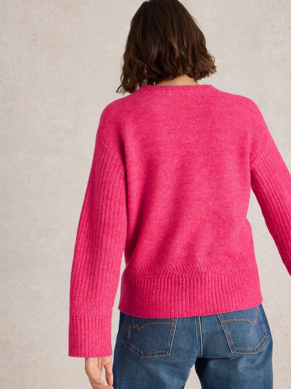 SOPHIA JUMPER in BRT PINK - MODEL BACK