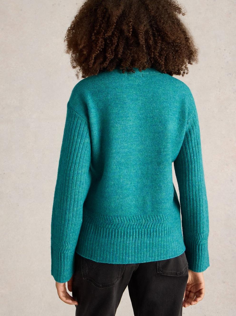 SOPHIA JUMPER in BRT TEAL - MODEL BACK