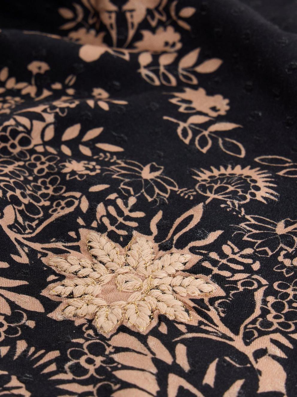 Robyn Embroidered Top in BLK MLT - FLAT DETAIL