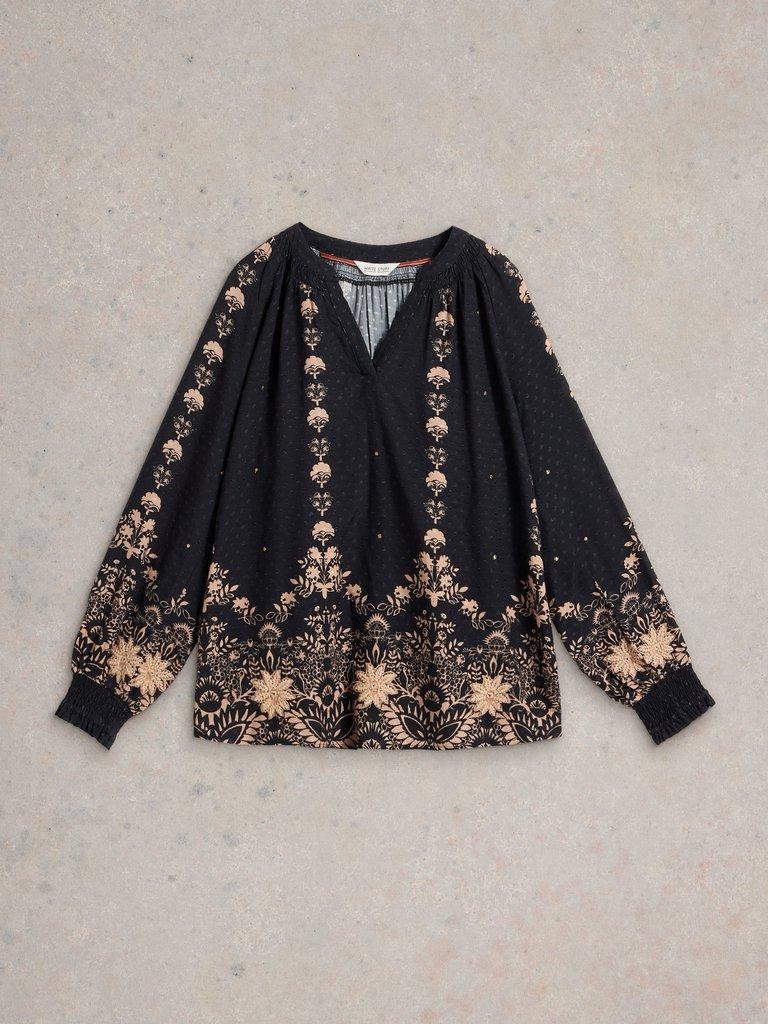 Robyn Embroidered Top in BLK MLT - FLAT FRONT