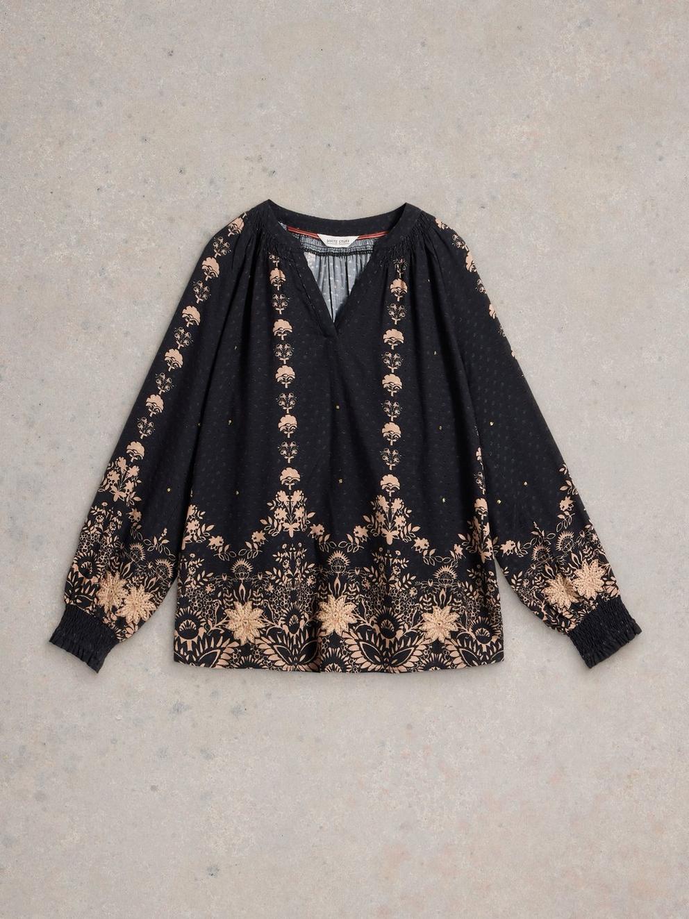 Robyn Embroidered Top in BLK MLT - FLAT FRONT