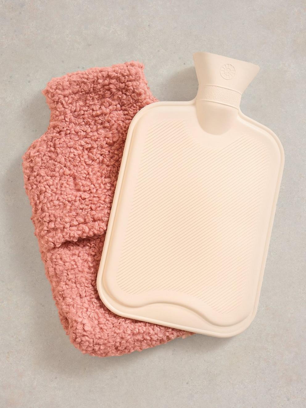 Borg Hot Water Bottle in DUS PINK - FLAT DETAIL