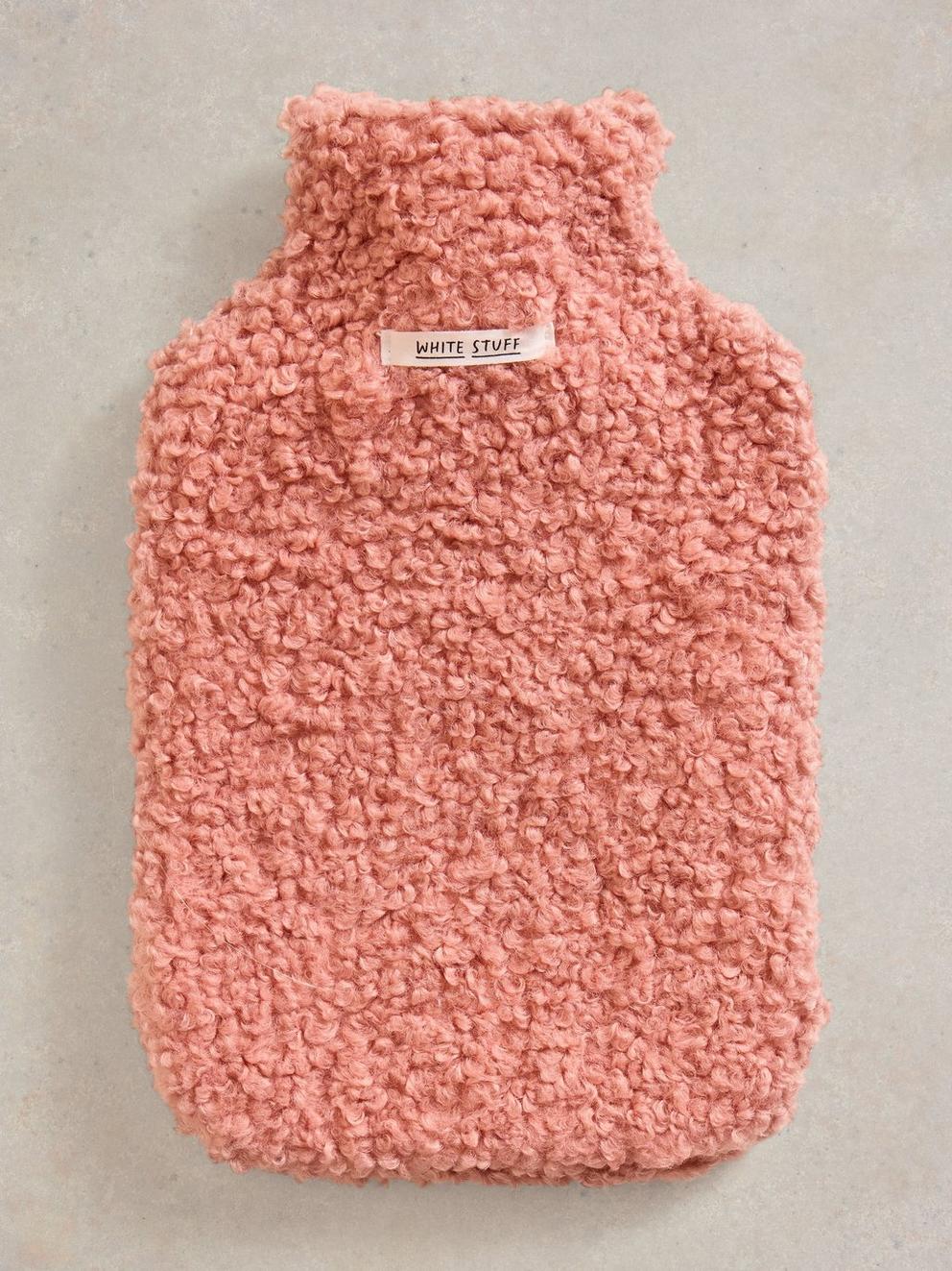 Borg Hot Water Bottle in DUS PINK - FLAT FRONT