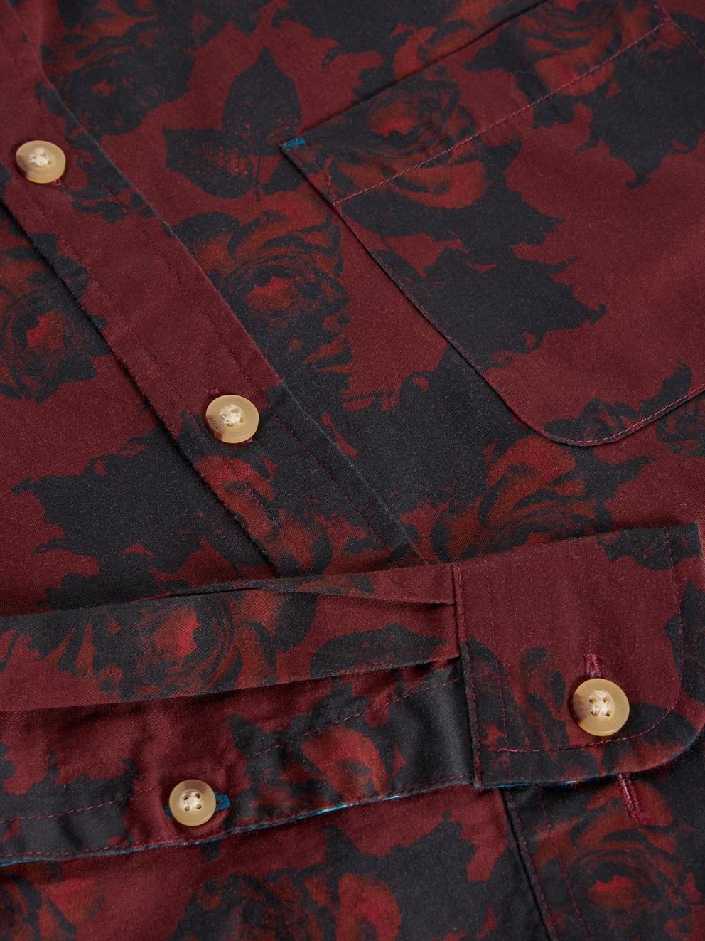 Dark Floral Printed Shirt in RED PR - FLAT DETAIL