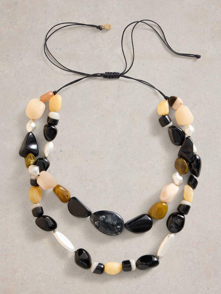 Allium Stone Necklace in BLK MLT - FLAT FRONT