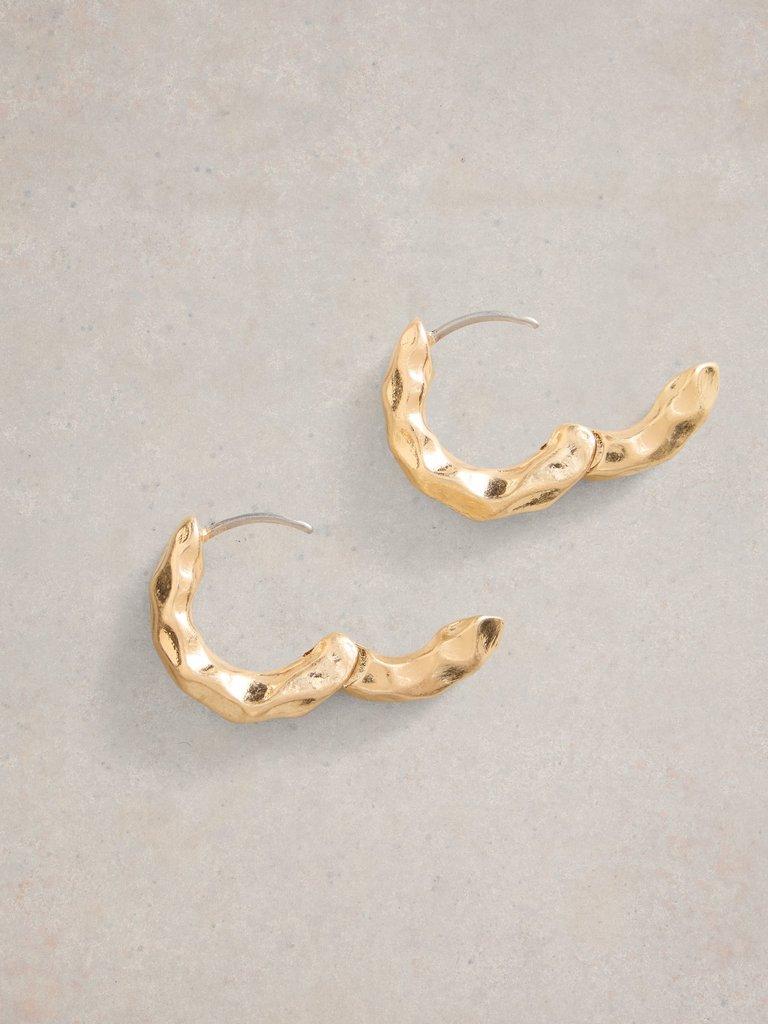 Berrie Huggie Earring in GLD TN MET - FLAT DETAIL