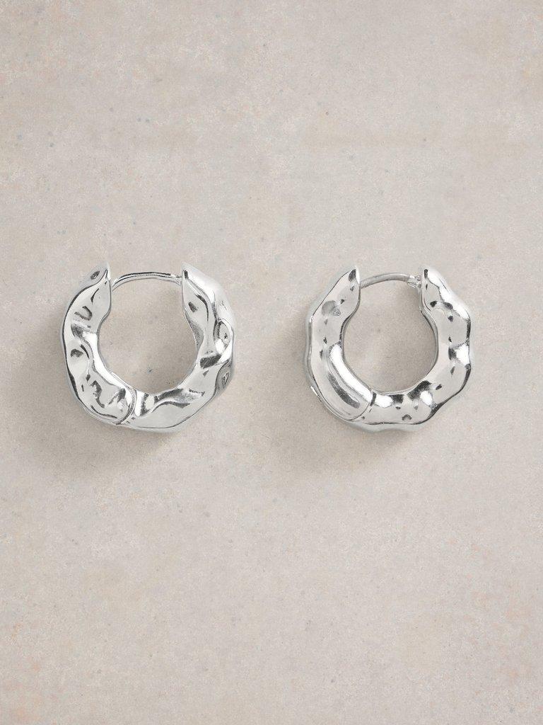 Berrie Huggie Earring in SLV TN MET - FLAT FRONT