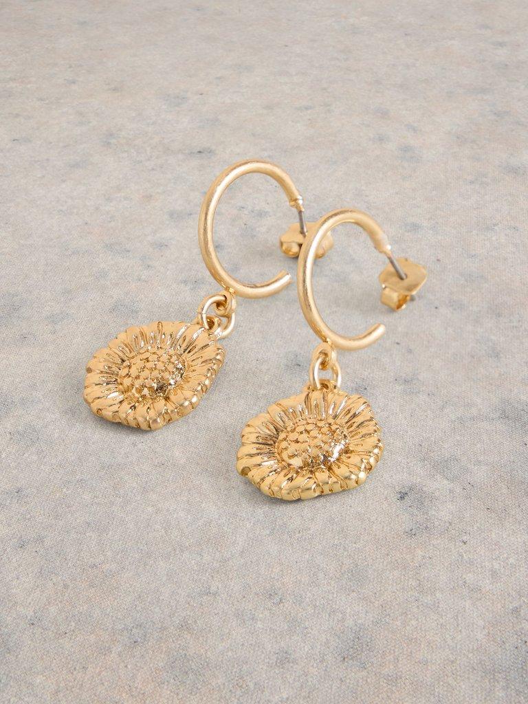 Sunflower Drop Earring in GLD TN MET - FLAT DETAIL