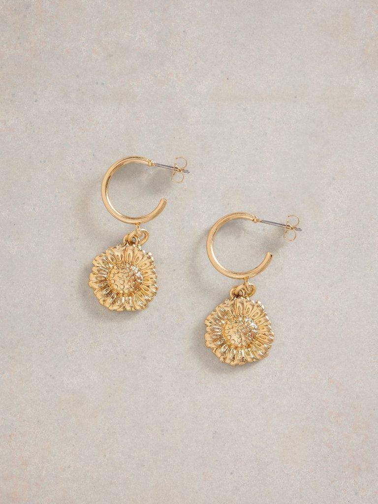 Sunflower Drop Earring in GLD TN MET - FLAT FRONT