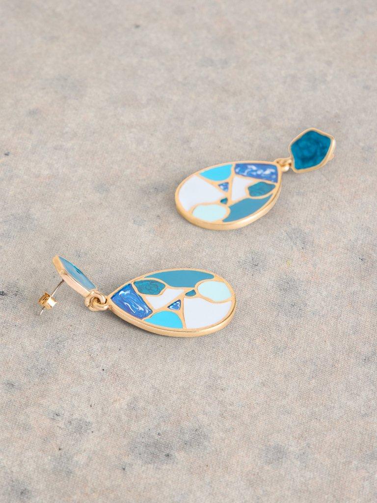 Mosaic Tile Drop Earring in GLD TN MET - FLAT DETAIL