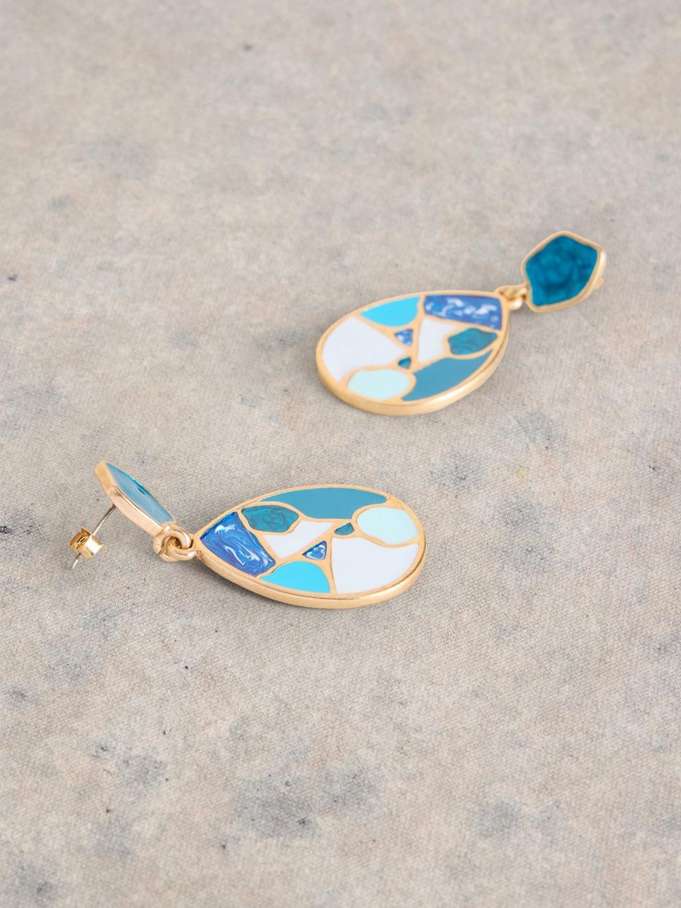 Mosaic Tile Drop Earring in GLD TN MET - FLAT DETAIL