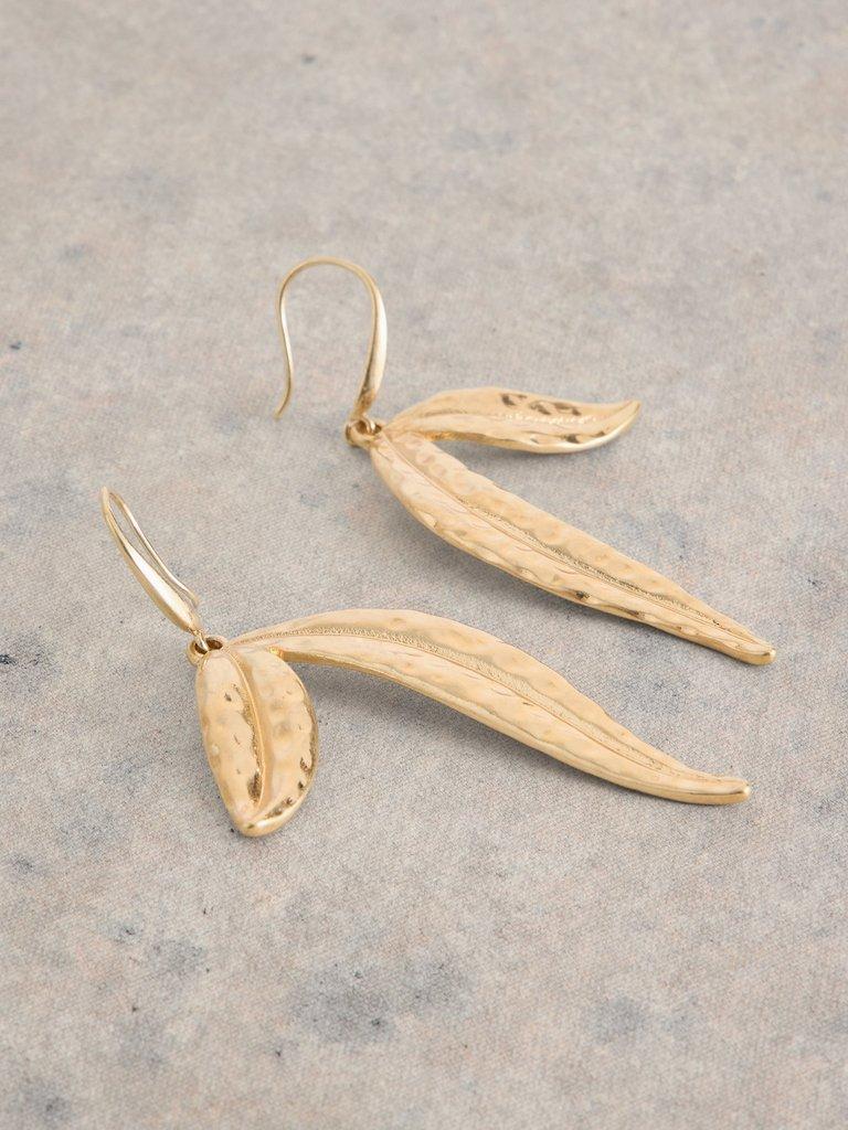 Ally Leaf Drop Earring in GLD TN MET - FLAT DETAIL