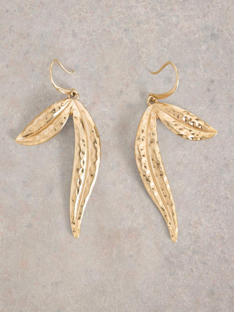 Ally Leaf Drop Earring in GLD TN MET - FLAT FRONT