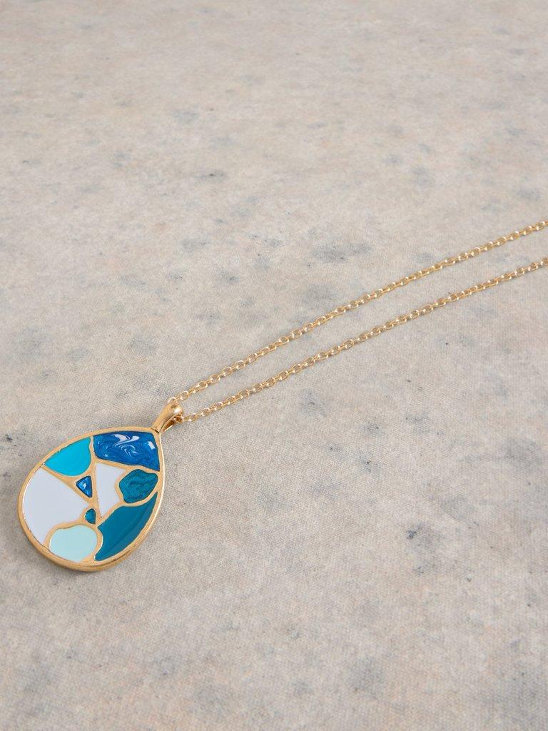 Mosaic Tile Drop Necklace in GLD TN MET - FLAT DETAIL