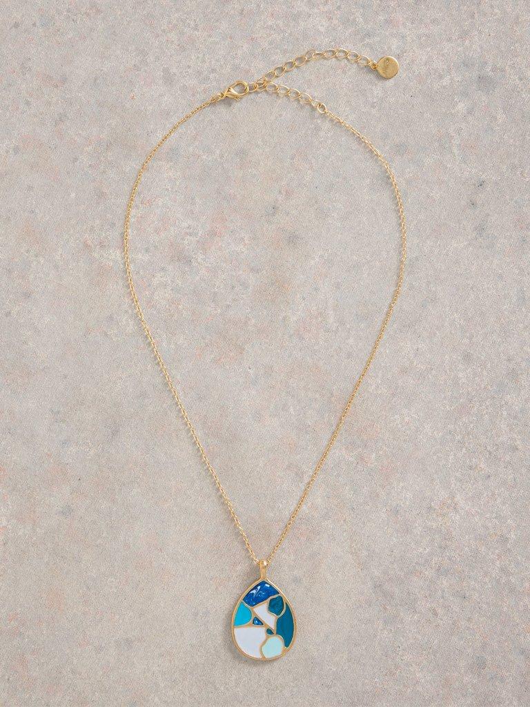 Mosaic Tile Drop Necklace in GLD TN MET - FLAT FRONT