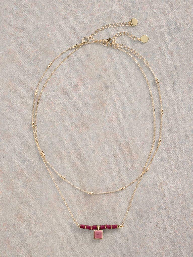 Primrose Layered Bead Necklace in GLD TN MET - FLAT FRONT