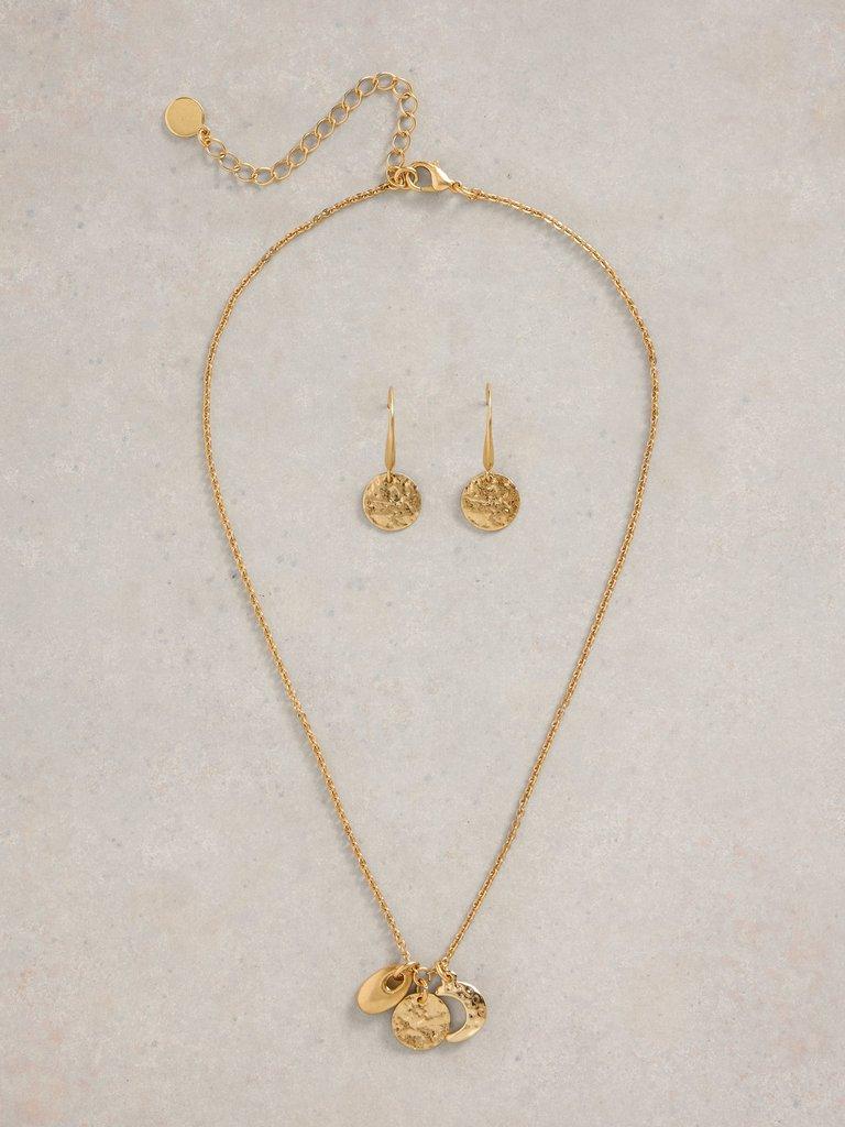 Charm Earring  Necklace Set in GLD TN MET - FLAT FRONT