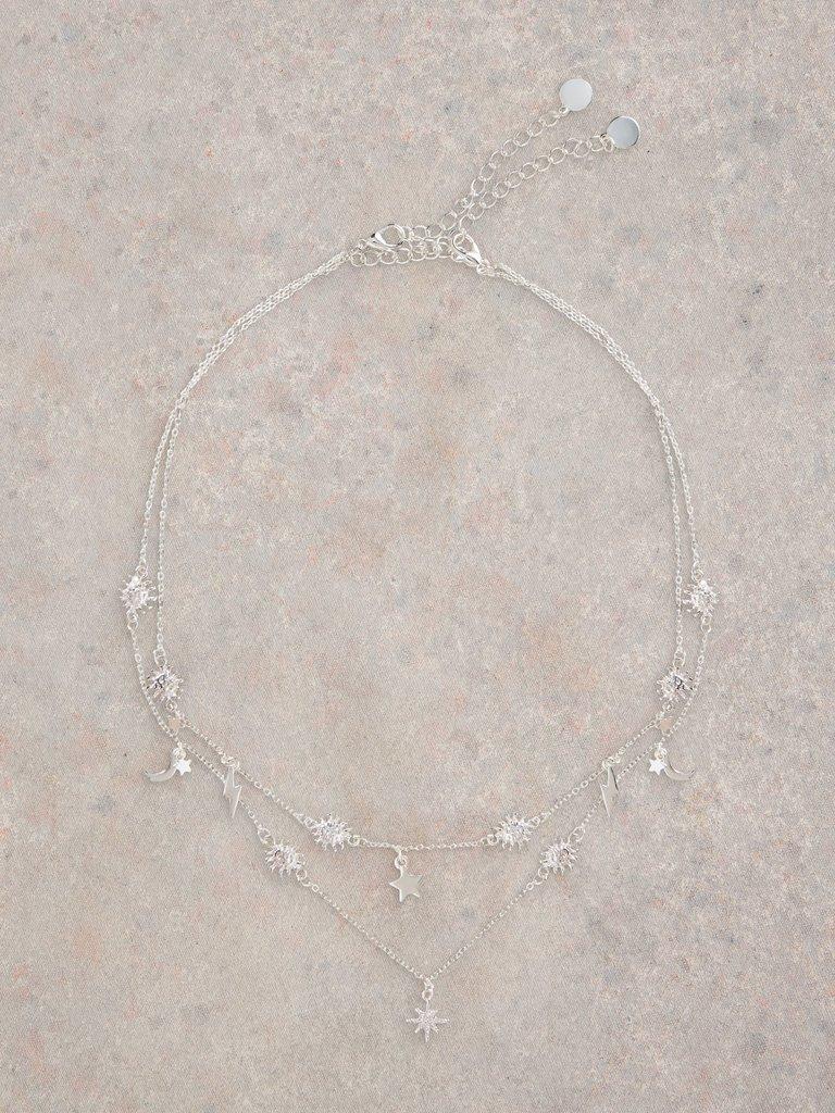 Celestial Layered Necklace in SLV TN MET - FLAT FRONT