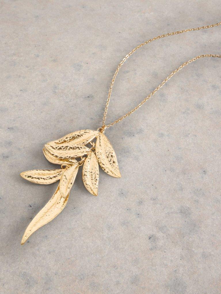 Ally Leaf Pendant Necklace in GLD TN MET - FLAT DETAIL