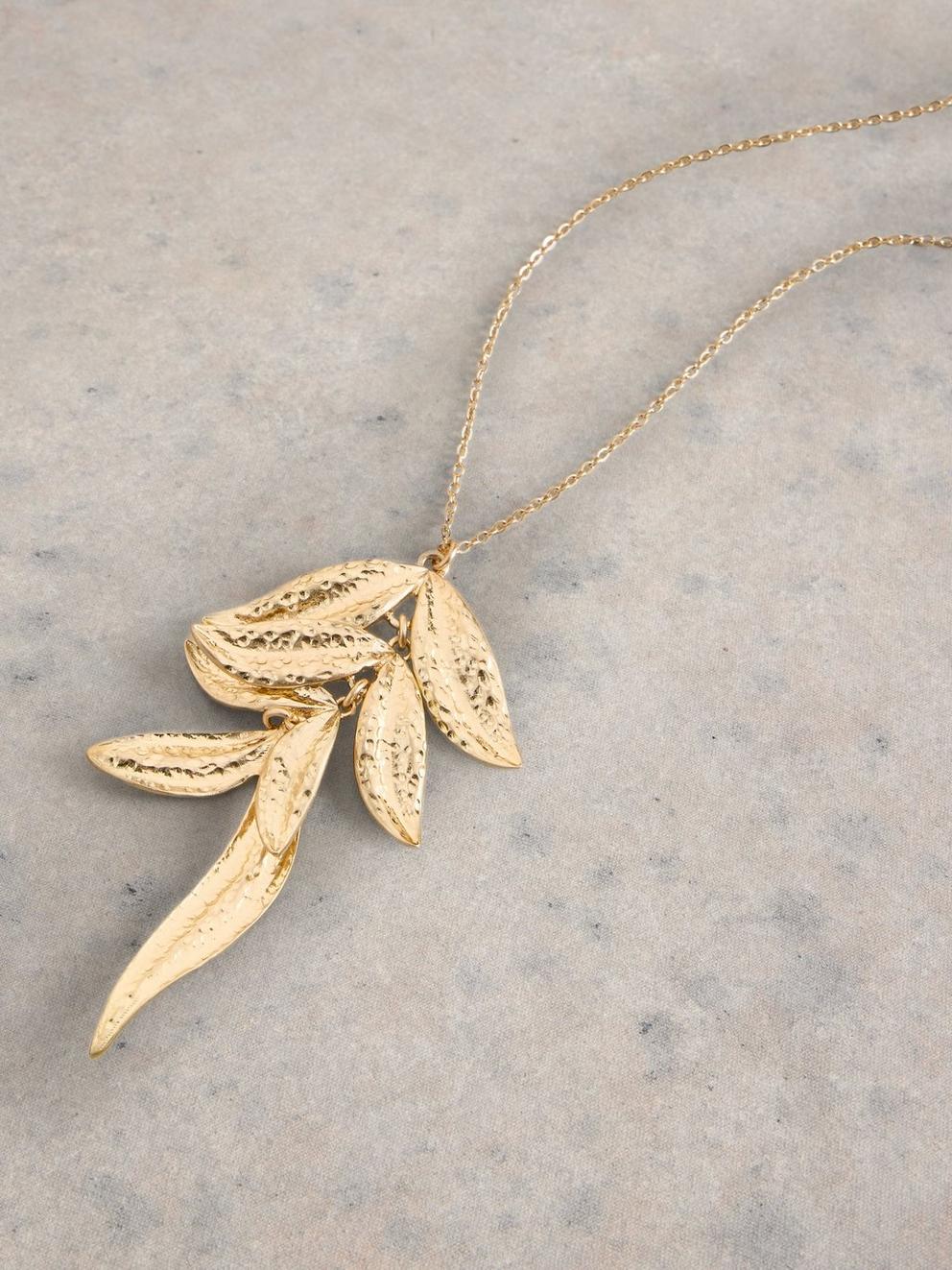 Ally Leaf Pendant Necklace in GLD TN MET - FLAT DETAIL