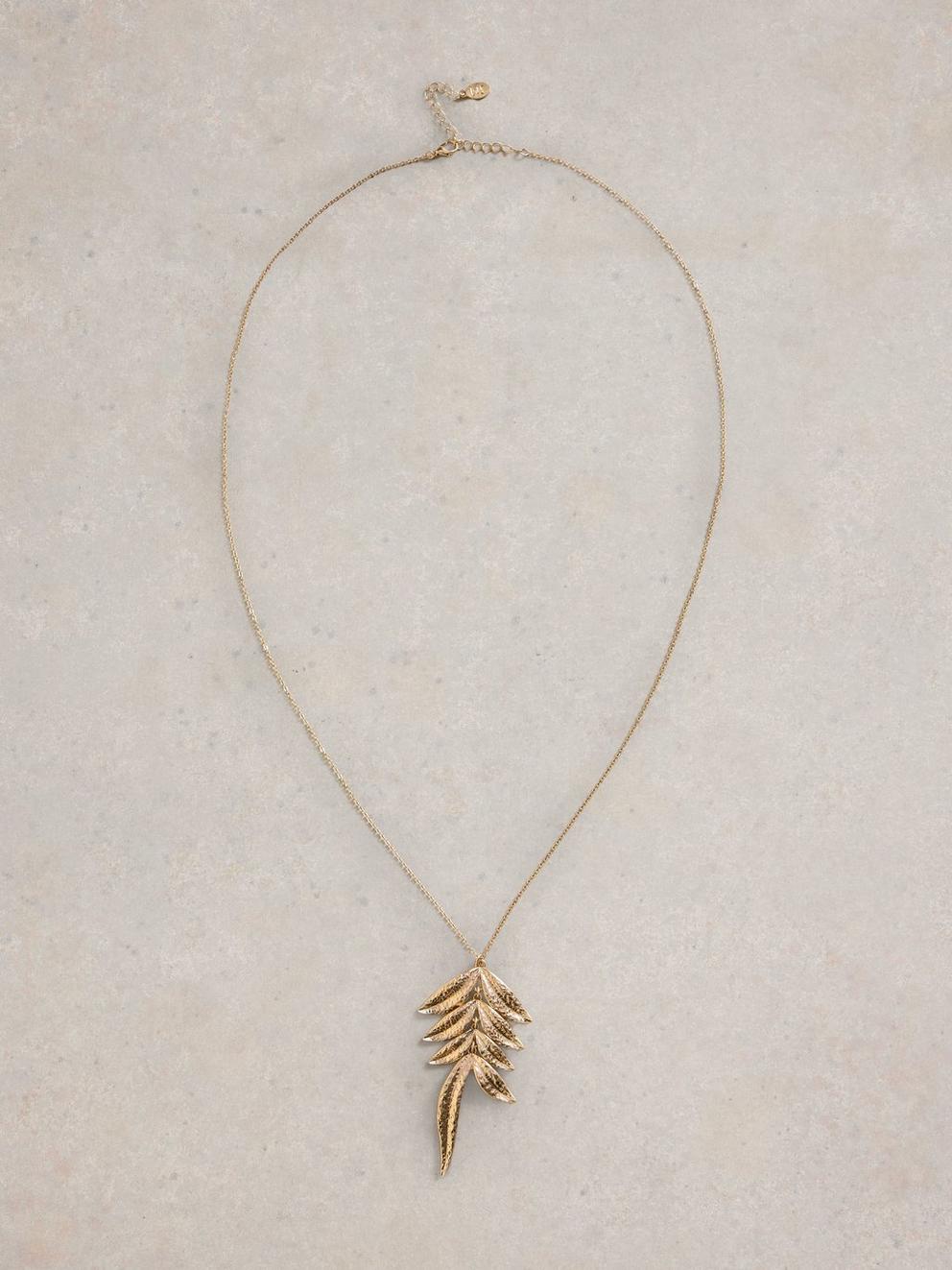 Ally Leaf Pendant Necklace in GLD TN MET - FLAT FRONT