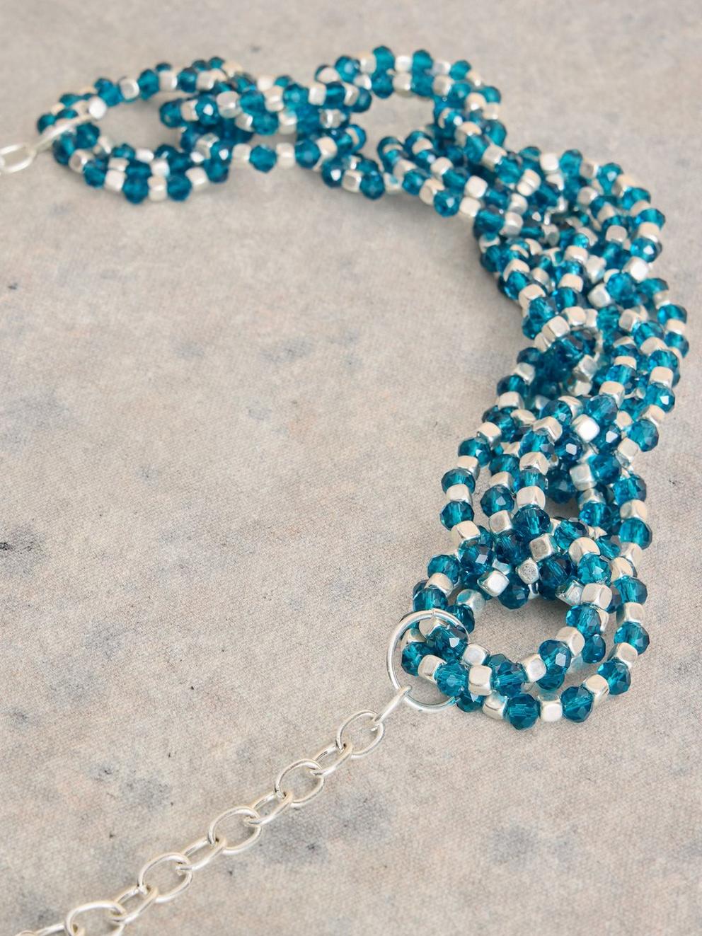 Sophie Beaded Necklace in TEAL MLT - FLAT DETAIL