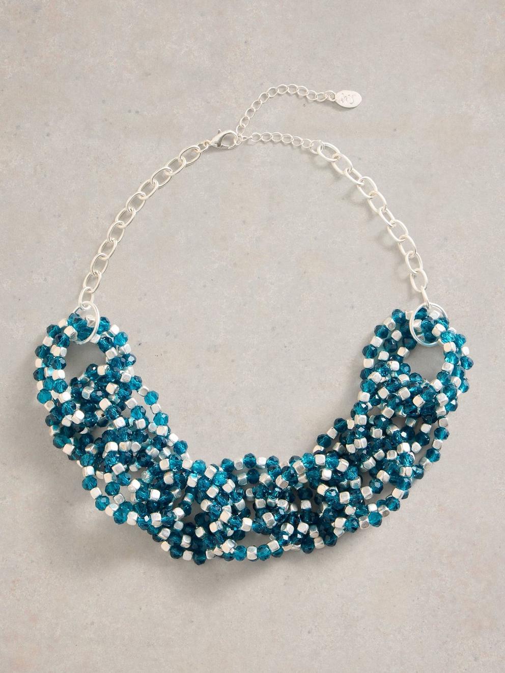 Sophie Beaded Necklace in TEAL MLT - FLAT FRONT