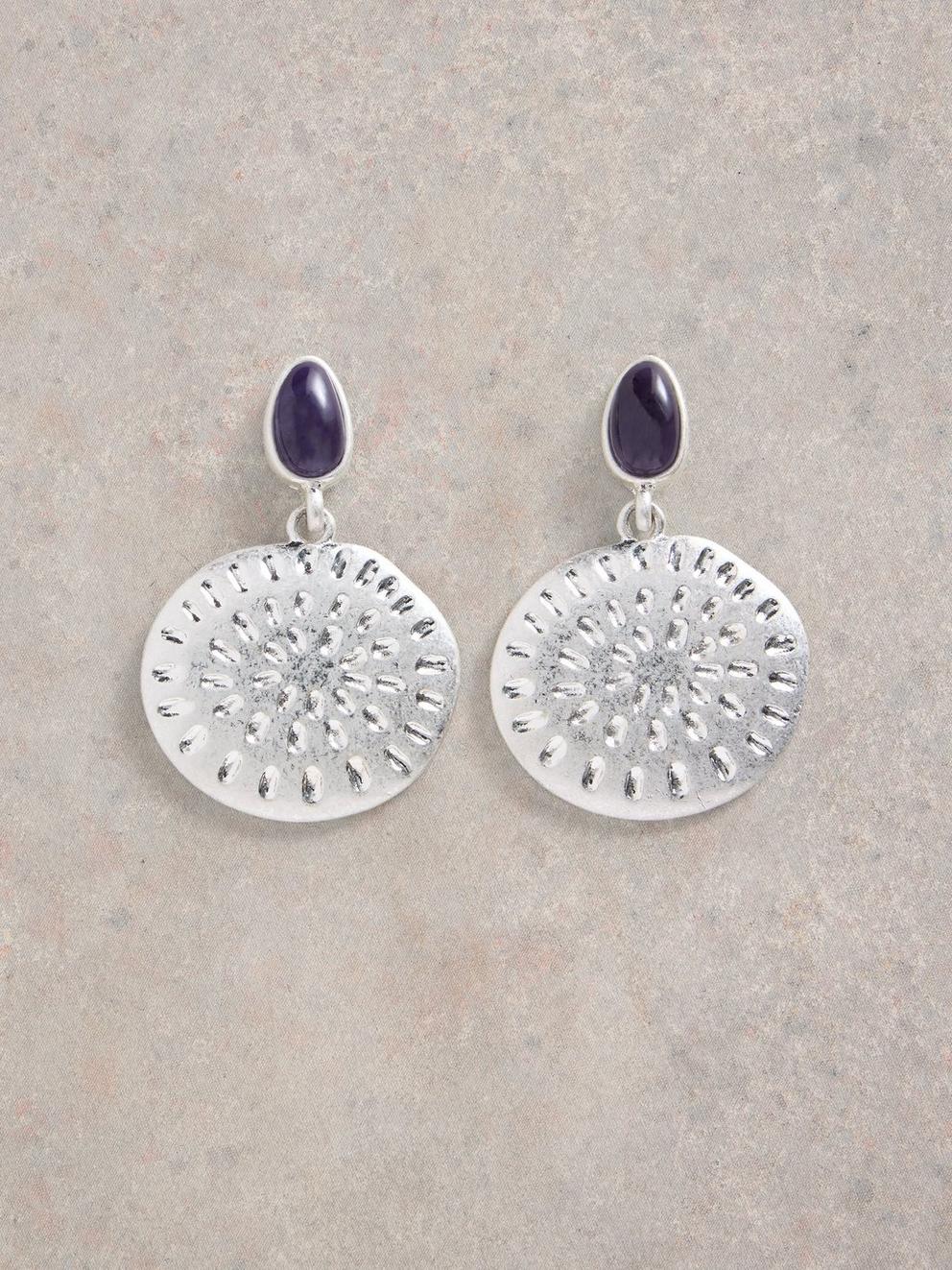 Engraved Disc Earring in SLV TN MET - FLAT FRONT