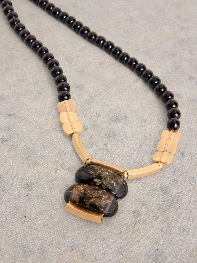 Petunia Abstract Bead Necklace in BLK MLT - FLAT DETAIL