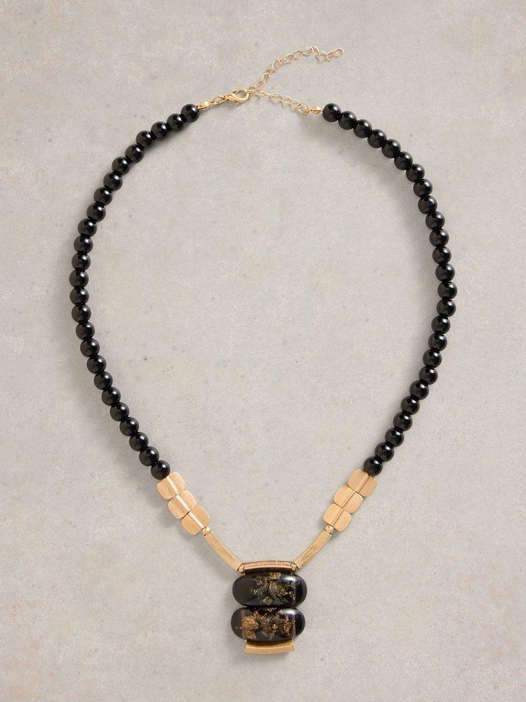 Petunia Abstract Bead Necklace in BLK MLT - FLAT FRONT