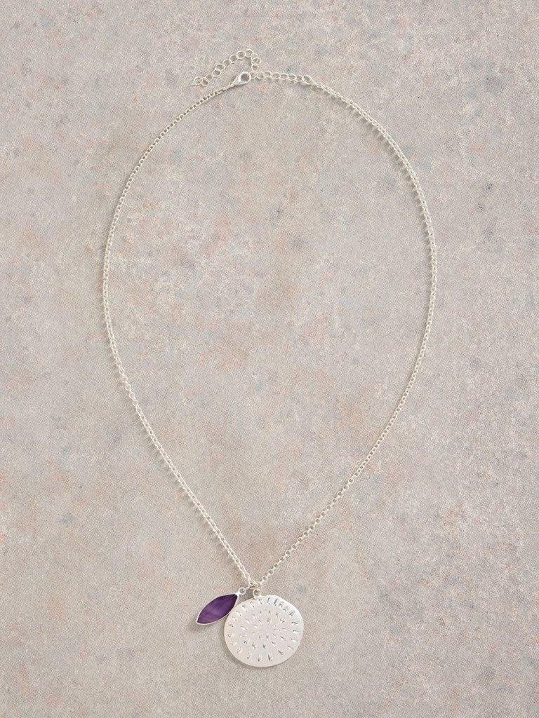 Engraved Disc Pendant Necklace in SLV TN MET - FLAT FRONT