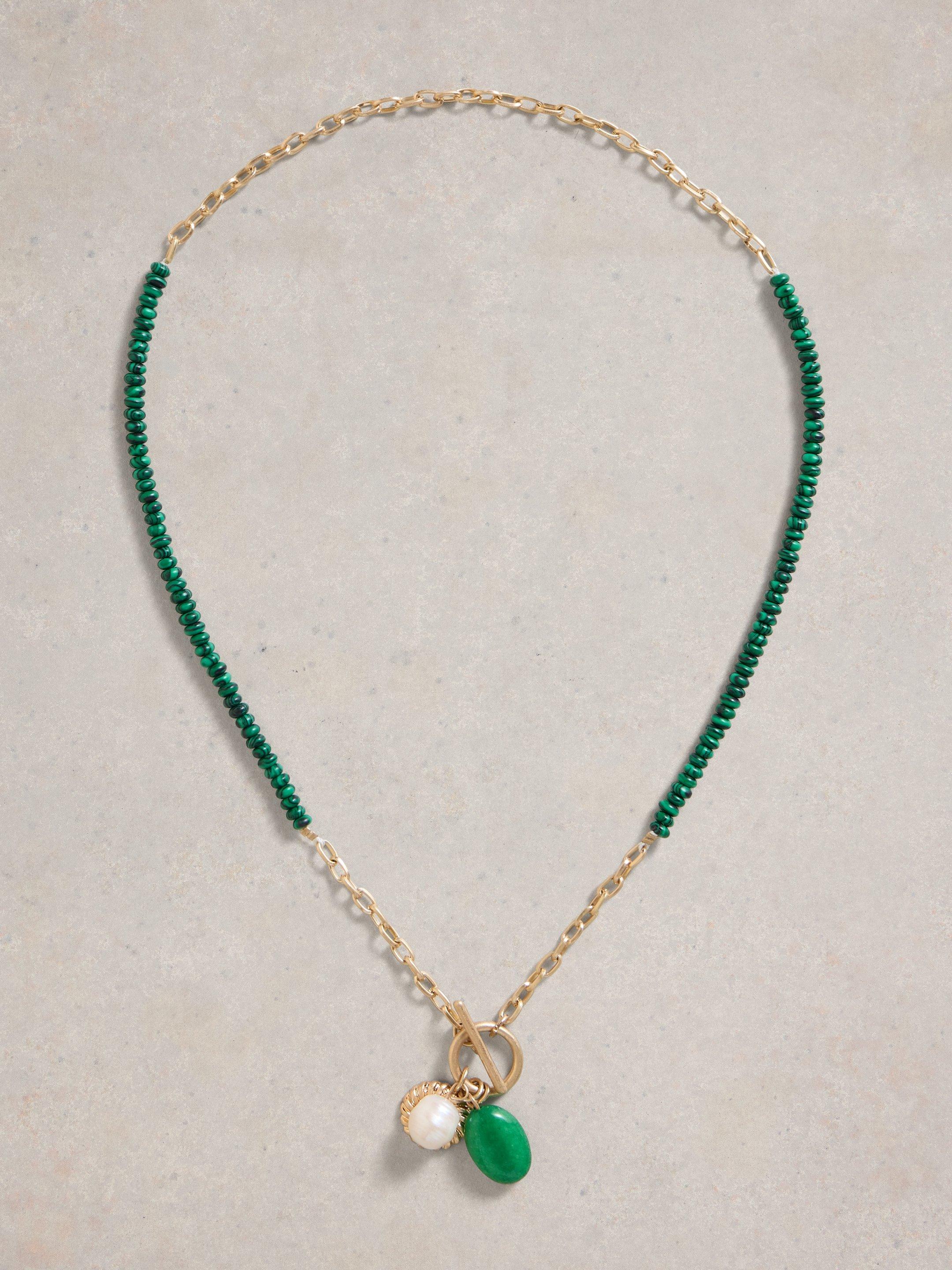 Beaded Charm Cluster Necklace