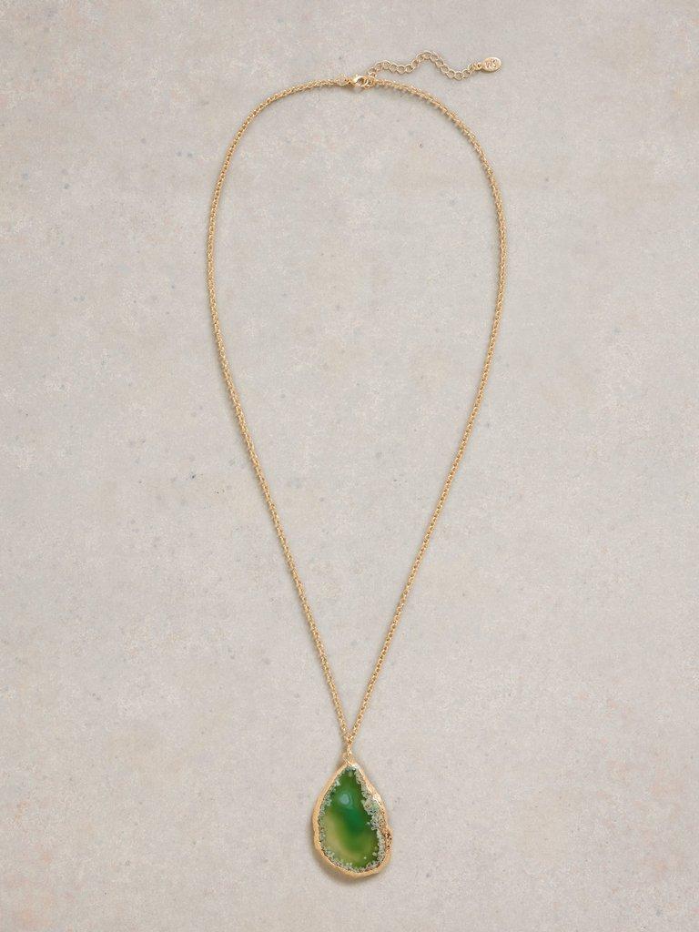 Agate Pendant Drop Necklace in DEEP GRN - FLAT FRONT