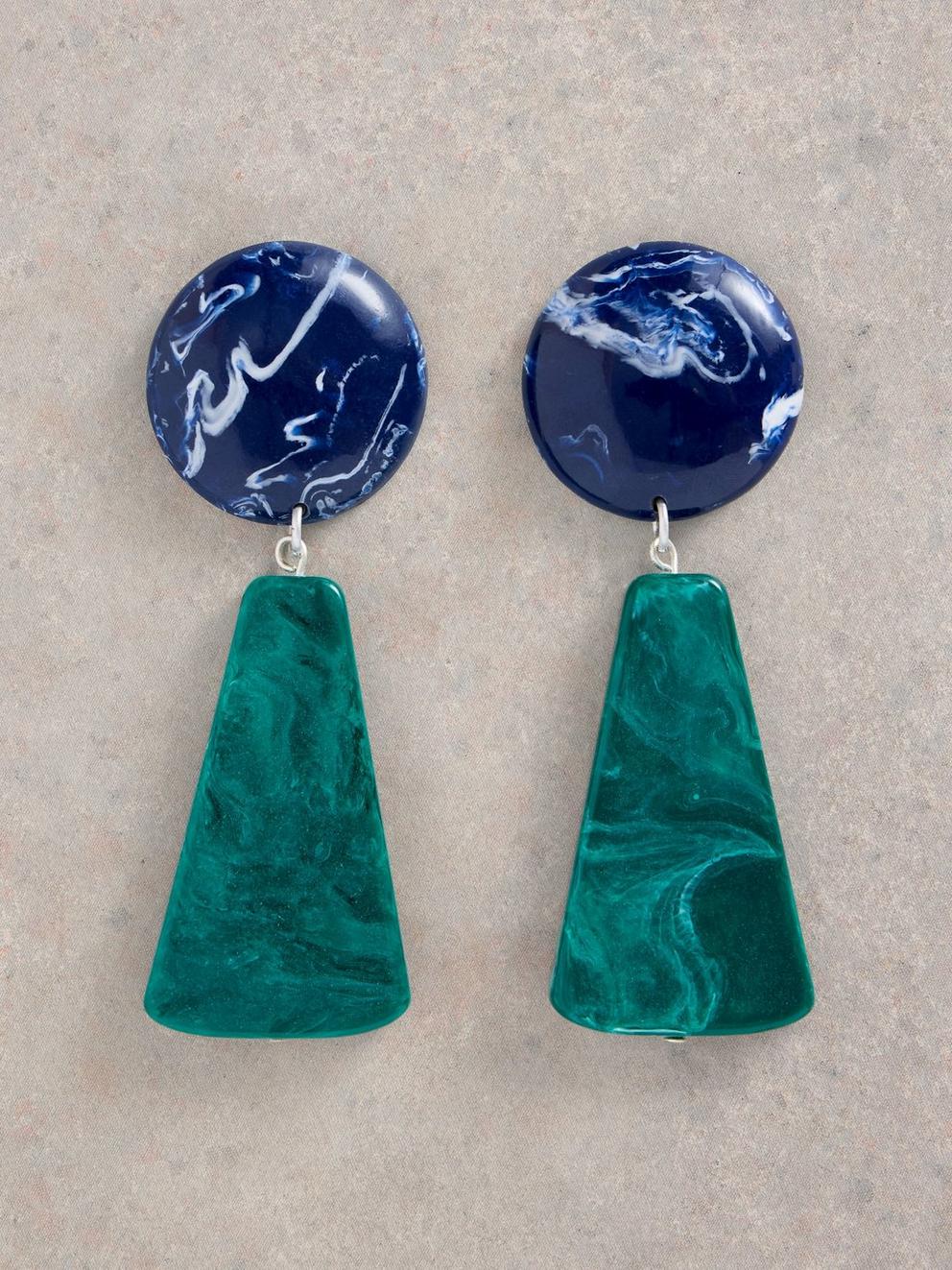 Bella Resin Drop Earring in TEAL MLT - FLAT FRONT