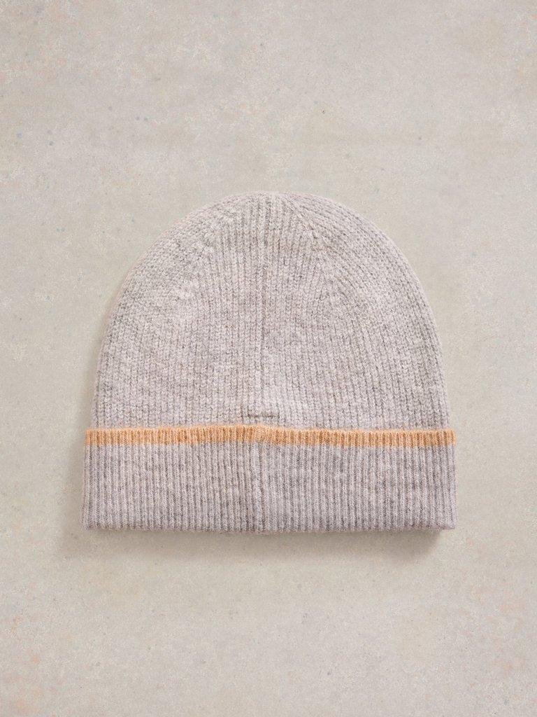 Poppy Knitted Beanie in GREY MLT - FLAT DETAIL